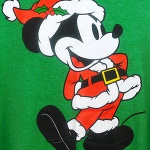 Disney Santa Mickey Christmas T-shirt L Green